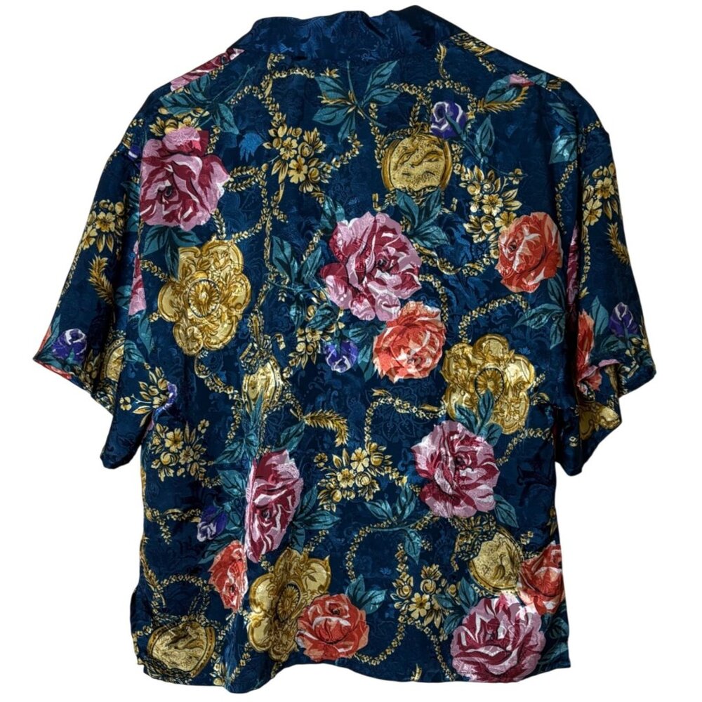 Victoria’s Secret Gold Label Vintage 90s Floral Paisley Sleep Shirt S Collared - Picture 2 of 9